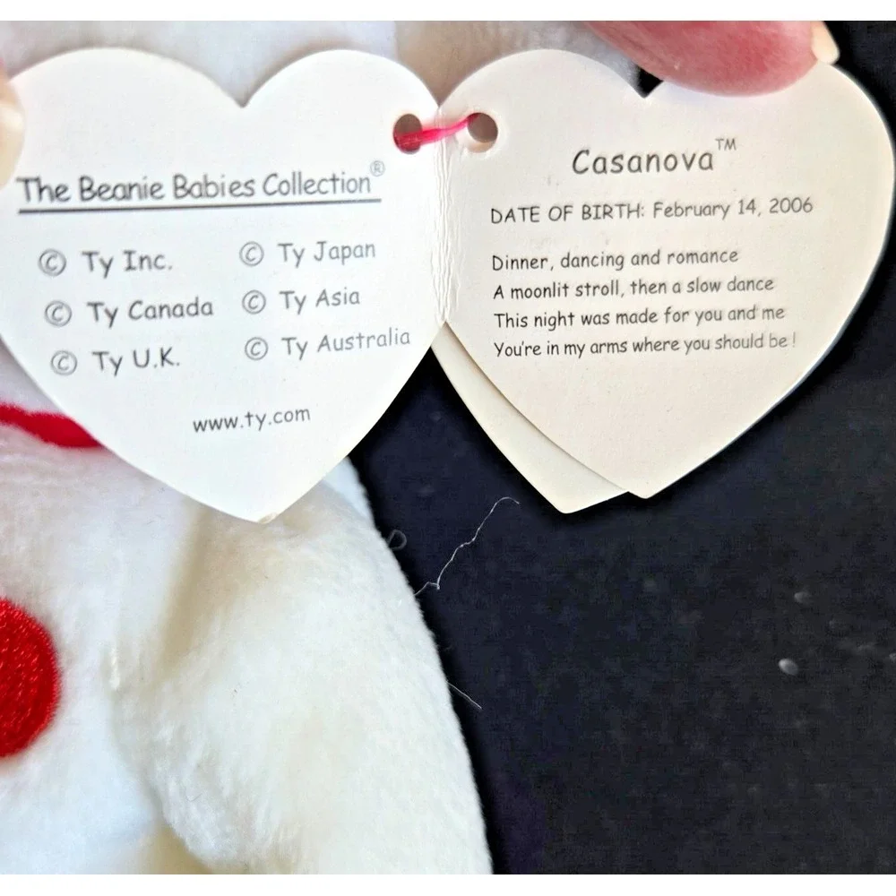 Ty Beanie Babies Casanova Bear With Red Heart Valentines Day Romance‎ Gift Love